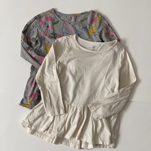 GAP long sleeve bundle. Cream and gray floral print long sleeve size 5